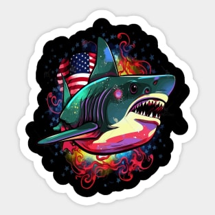Patriotic Shark Sticker